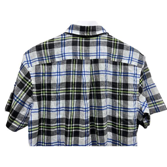 Rodd and Gunn Shirt Mens L Sports Fit Plaid Italian Linen Short Sleeve Button Up - Picture 8 of 13